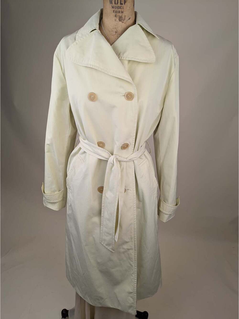 90's / y2k barney's new york butter yellow trench coat